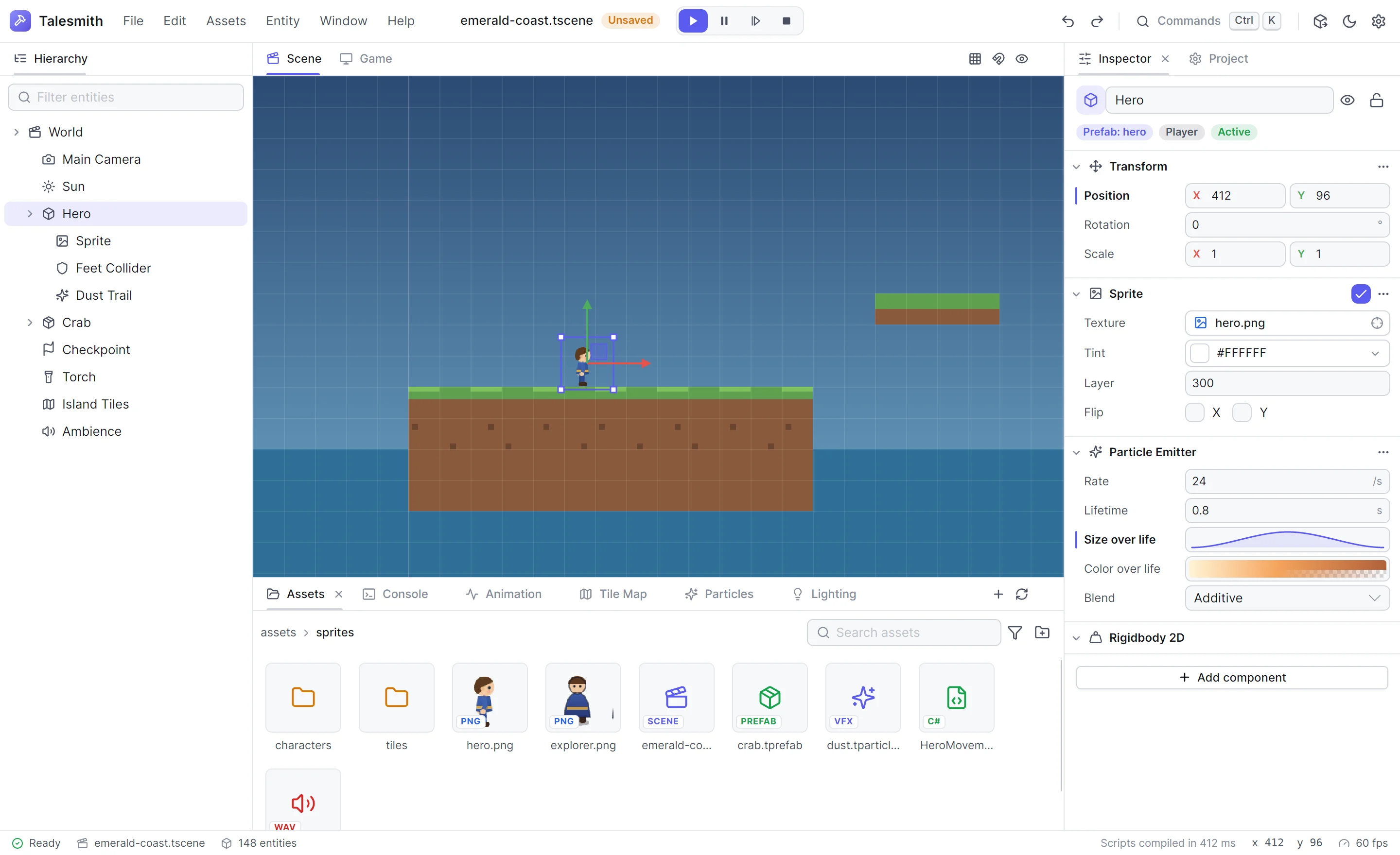 A dock workspace with panels in tabs, the app bar and the status bar